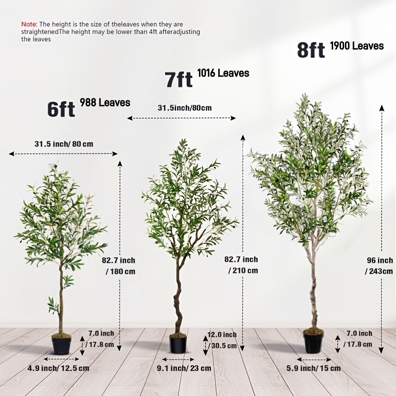Artificial Olive Tree with Nursery Planter, 6ft 7ft 8ft Faux Tree Options with Shapeable Branches for Living Room, Porch & Home Decor