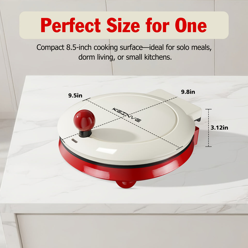Electric Pizza Maker and Grill with 12-Inch Black or 8.5-Inch Red and Yellow Options for Home Quesadillas, Sandwiches and Vegetable Meal Preparation
