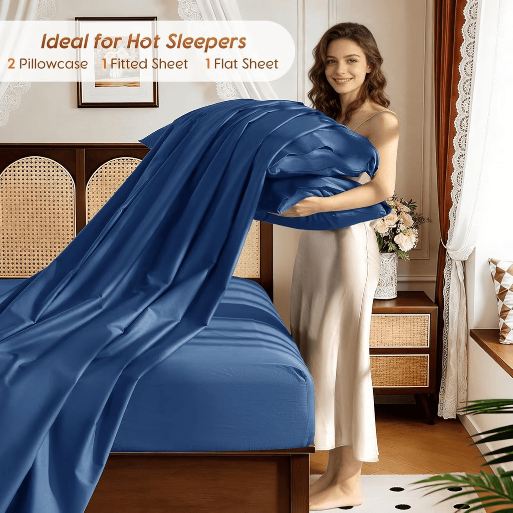 Deep Pocket Bed Sheet Set, 4-Piece Bedding with Listed 16-18 Inch Pocket Depth in Twin, Full, Queen and King Options for Home Bedrooms, Guest Rooms and Dorms