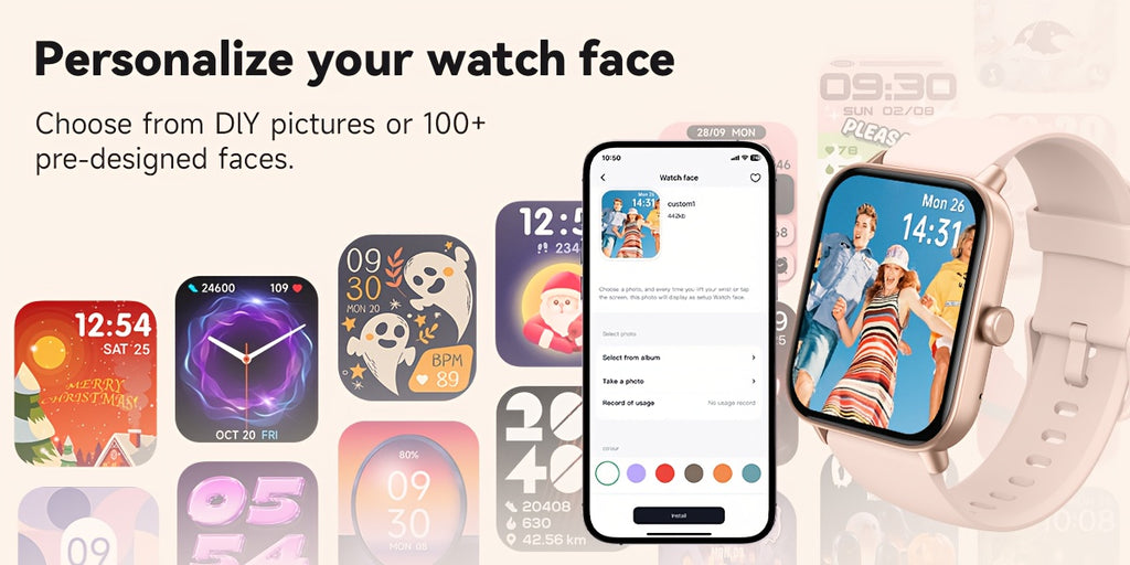 Sports Tracking Smartwatch by FAWEIO for Men and Women, 1.8-Inch Display with Call Answering and Making, 100+ Sports Modes and Pedometer for iPhone and Android