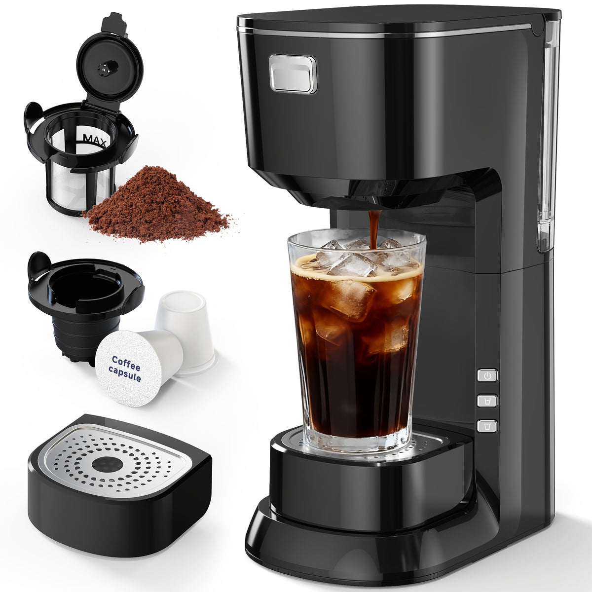 Compact One-Button Coffee Maker for Home, Everyday Coffee Machine with Simple Start Control in Black or White for Kitchen Counters and Morning Routines