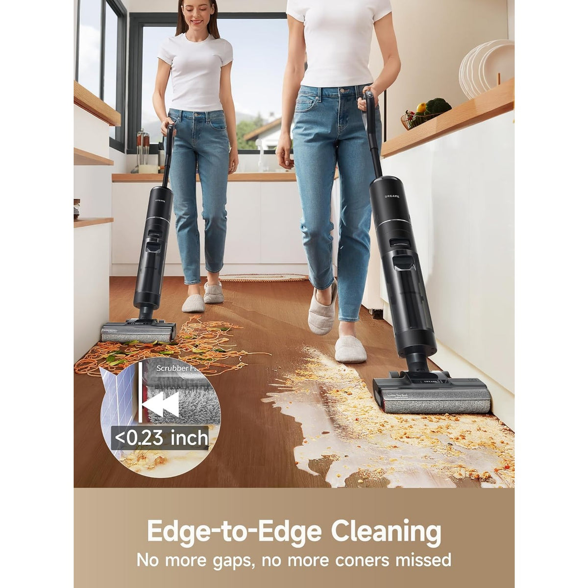 Dreame H12 Pro Wet Dry Vacuum Cleaner, Hard Floor Vacuum and Mop Combo with Smart Mess Detection and Anti-Tangle Brush, 35-Min Runtime and Hot Air Self-Cleaning, Refurbished, with 30.43oz Water Tank