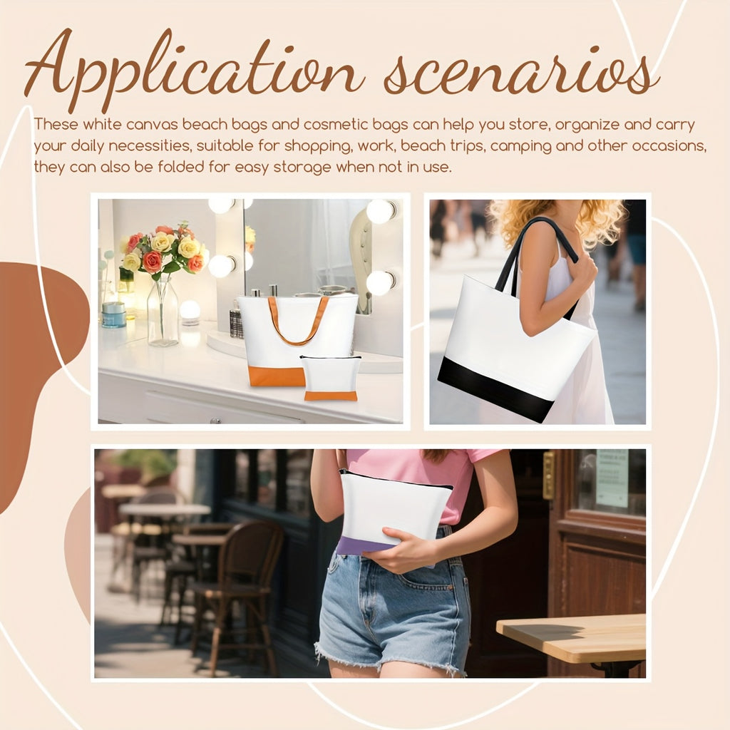 Sublimation Tote and Makeup Bag Blanks with Listed 20-Piece Pack Options, Canvas Tote Crafting and Decorating Supplies for Personalized Designs and Gift Projects