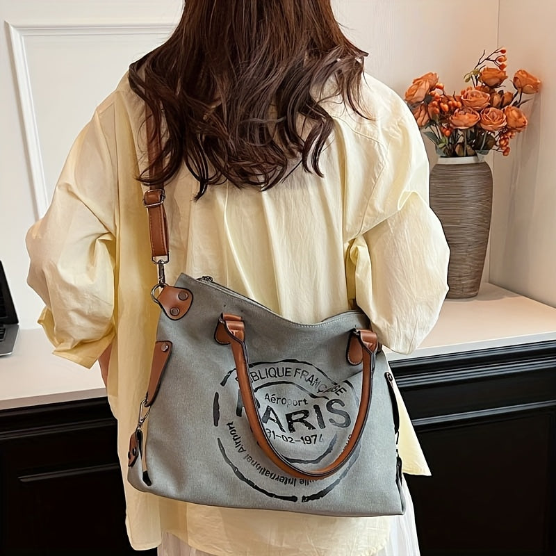 Tote Crossbody Shoulder Bag with Adjustable Strap, Brown with Black or Gray with Black Options for Everyday Errands, Commuting and Casual Outfit Styling
