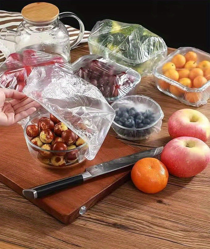 Elastic Bowl and Plate Covers, Stretchable Plastic Cover Packs of 51, 102 or 203 Pieces in Clear or Colorful Options for Home Kitchens and Picnic Dishes
