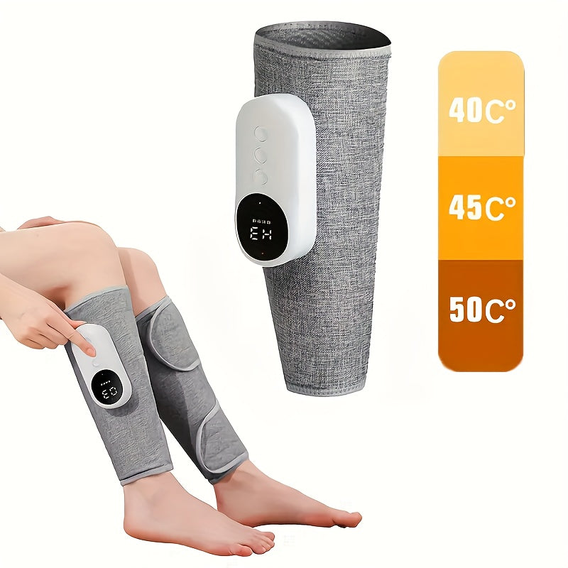 Single Gray Rechargeable Leg Massager with Listed Air Pressure and Automatic Kneading Wording, One-Piece Electric Device for Adult Personal Care Routines