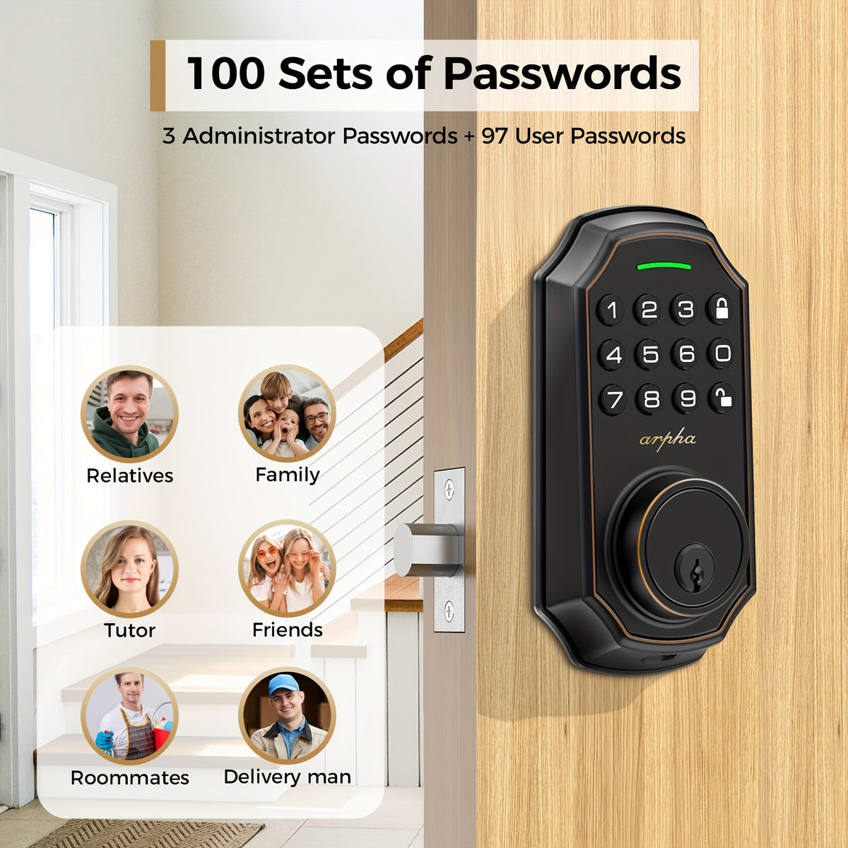 Digital Keypad Door Lock for Compatible Home and Apartment Doors, Keyless Entry with Black and Silvery Options, Single and Two-Piece Lock Selections