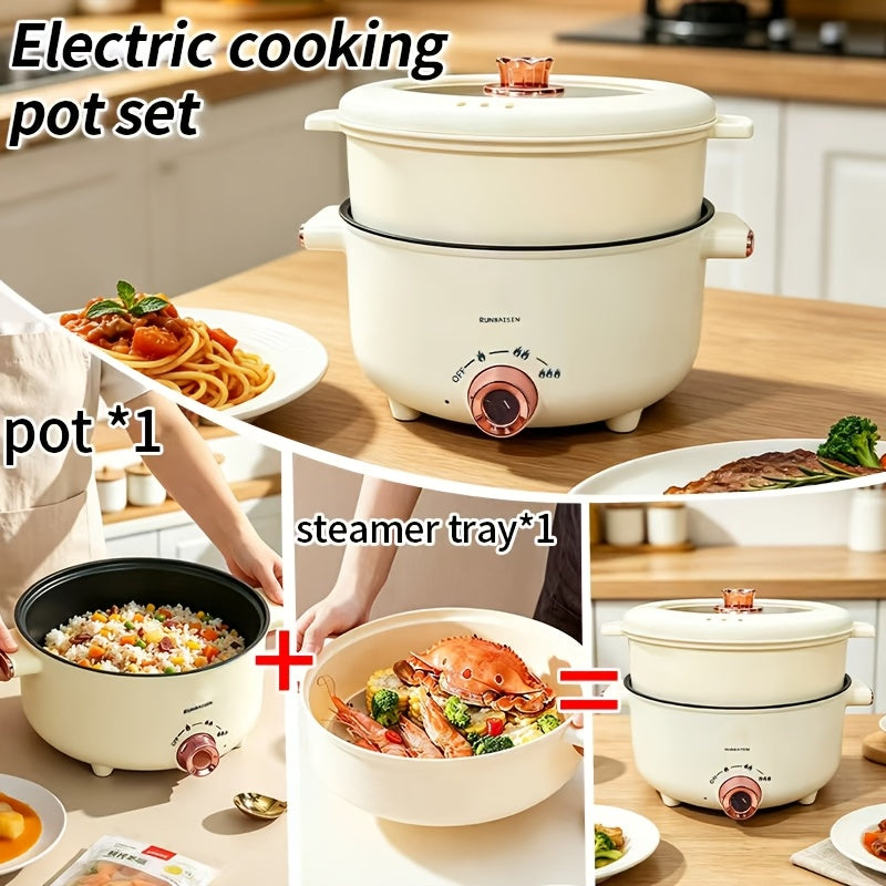 Plug-In Ramen Cooking Pot with Listed Nonstick Interior, 1.8 or 3.5 Liter Capacity Labels and Milky White or Purple Larger Options for Soup, Noodles and Oatmeal