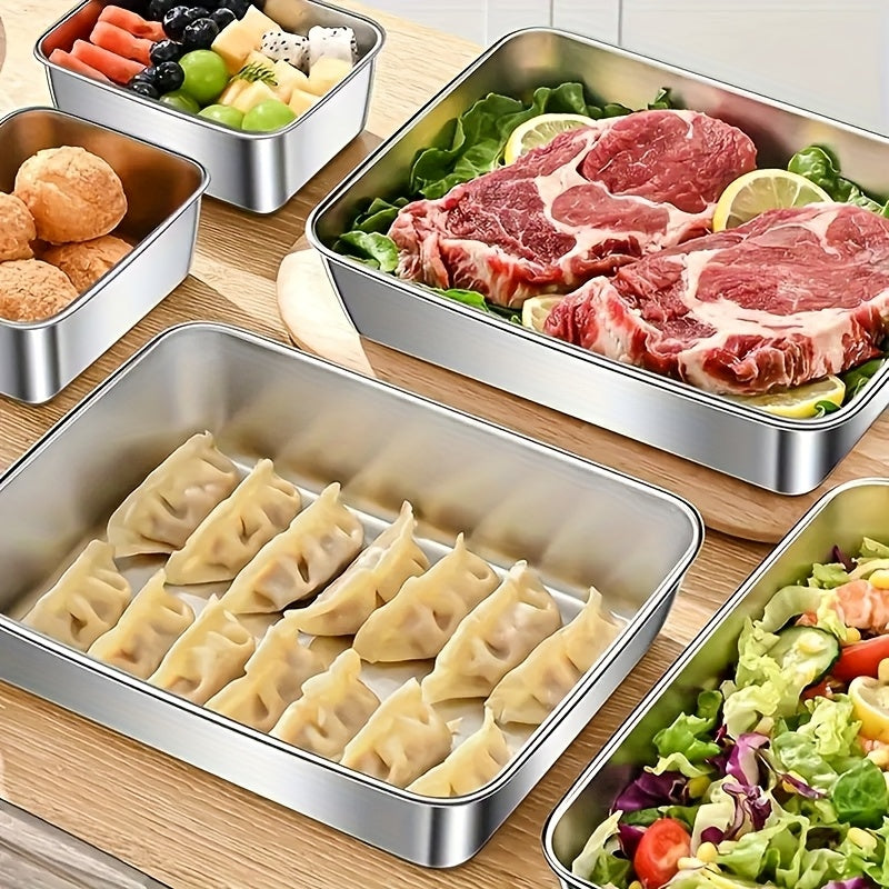 Stainless Steel Leftover Containers, Listed 3-Piece Reusable Food Storage Selection with Stackable Design for Everyday Kitchen and Refrigerator Organization