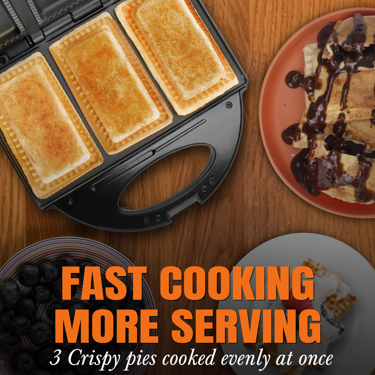 Electric Pocket Pie Maker with Listed Crust Cutter and Dual Nonstick Cooking Plates, Graphite Pie Press for Homemade Snack and Dessert Preparation
