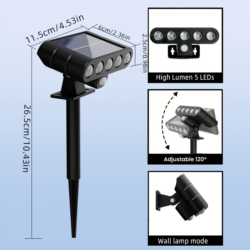 Adjustable Solar LED Outdoor Lights, Four-Pack with Listed 120-Degree Adjustment and Three Modes, Black Housing in White or Warm White Options for Patio and Garden