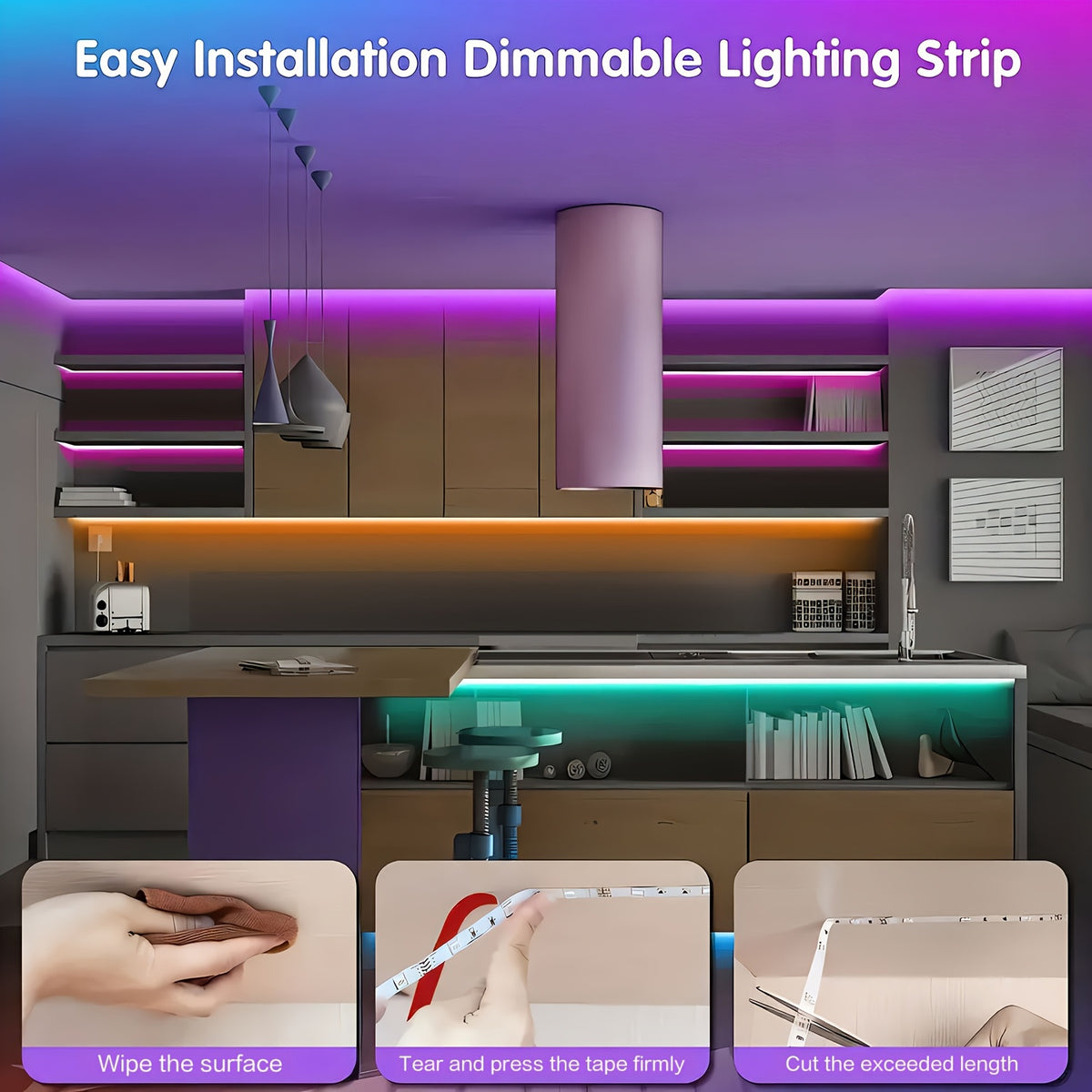 App-Controlled RGB LED Light Strips with Listed Music Sync and Remote Control, 200FT or 130FT Length Labels for Bedroom, Living Room and Holiday Decor