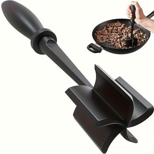 Plastic Meat Chopper and Masher, Single Manual Ground Beef Mixing Tool in Black, Red or Green for Hamburger Preparation, Taco Fillings and Everyday Kitchen Meal Prep