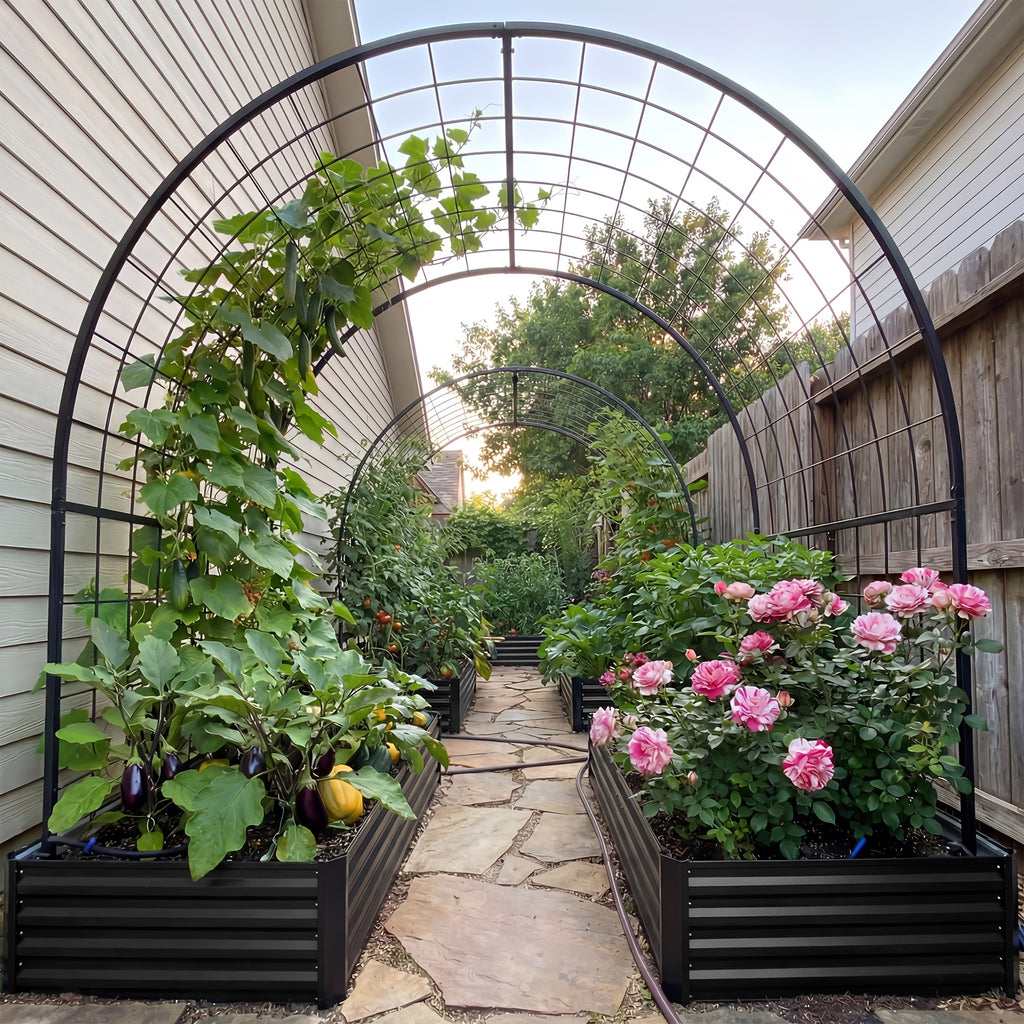 Metal Raised Garden Bed by TOMNK, Galvanized Outdoor Planter in Silvery or Black, One- or Two-Piece Size Options for Vegetables, Herbs and Flowers