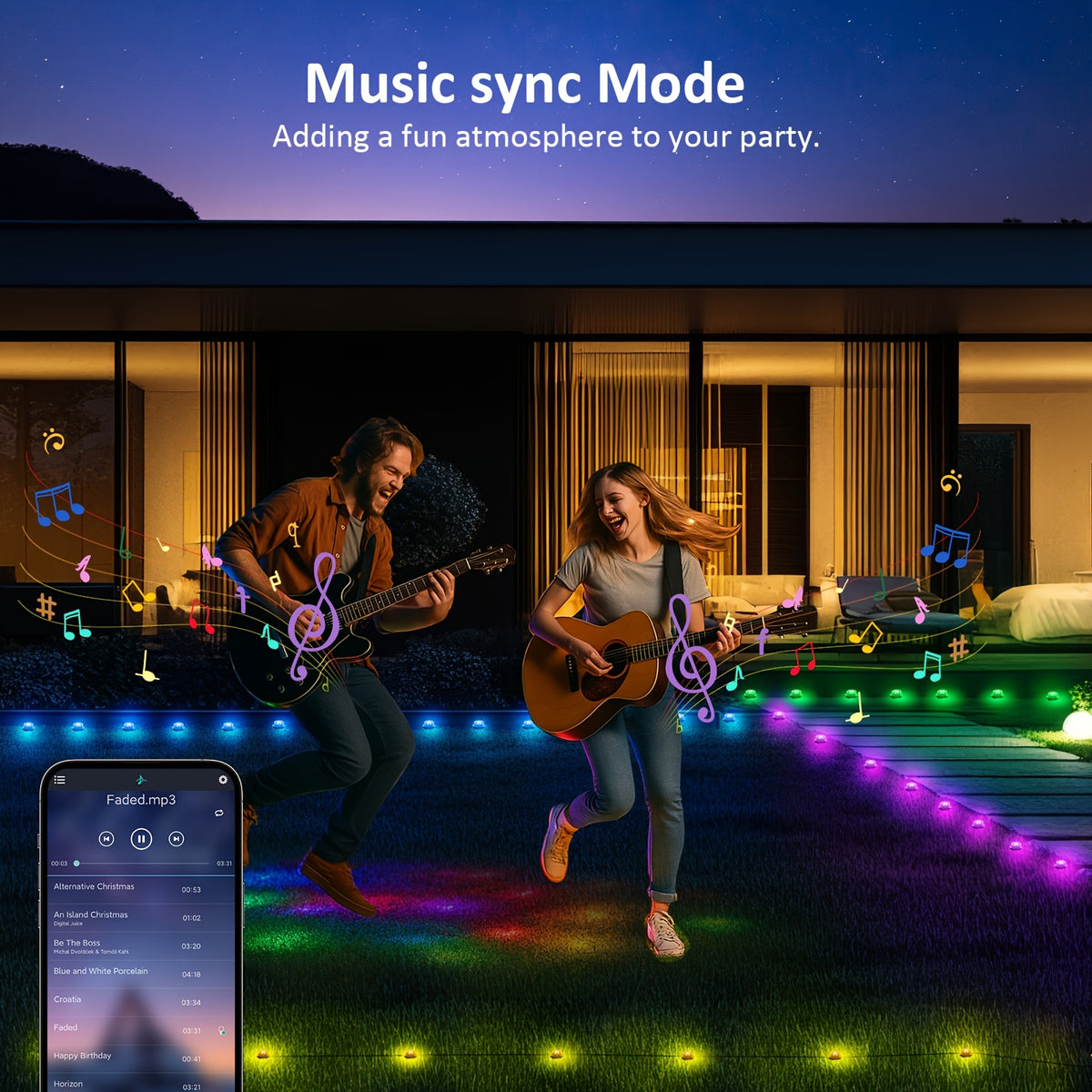 RGB Pathway Lights with 50ft, 100ft or 150ft Length Labels, Color-Changing Garden Decor and Listed App, Remote, Timer and Music Sync Functions for Yard Gatherings