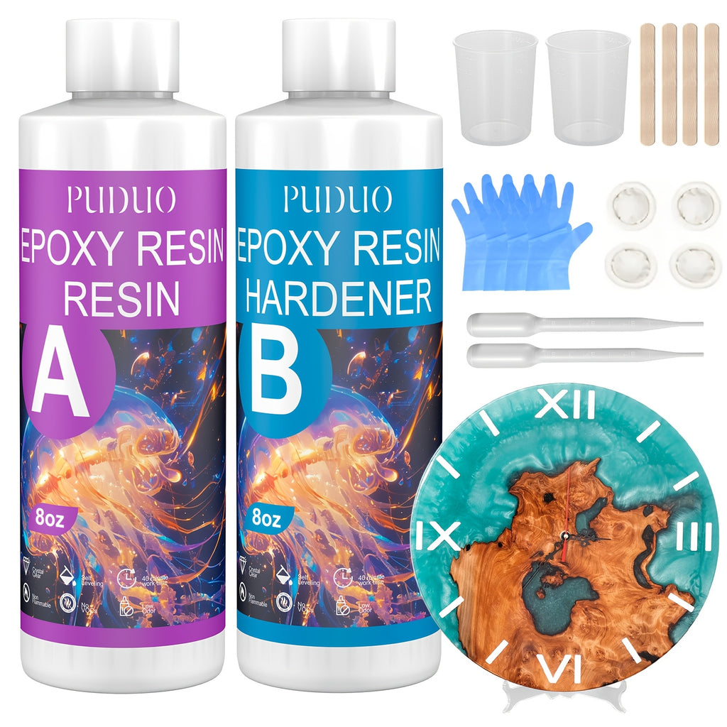 Two-Part Clear Epoxy Resin Kit, A/B Craft Resin in Listed 16oz, 32oz or 72oz Options for Adult Decorative Casting, Coating and Compatible Woodworking Projects