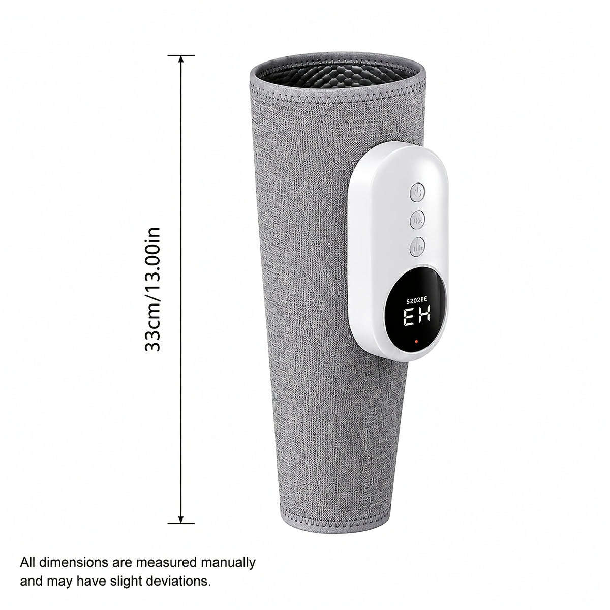Grey Rechargeable Compression Leg Massager, One-Piece USB-Charging Device with Listed 2000mAh Battery, Three Intensity Levels and Three Temperature Settings
