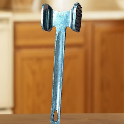 Double-Sided Meat Hammer with Listed Food Cover, Silvery Stainless Steel Manual Kitchen Mallet for Recipe-Guided Beef, Chicken and Pork Preparation