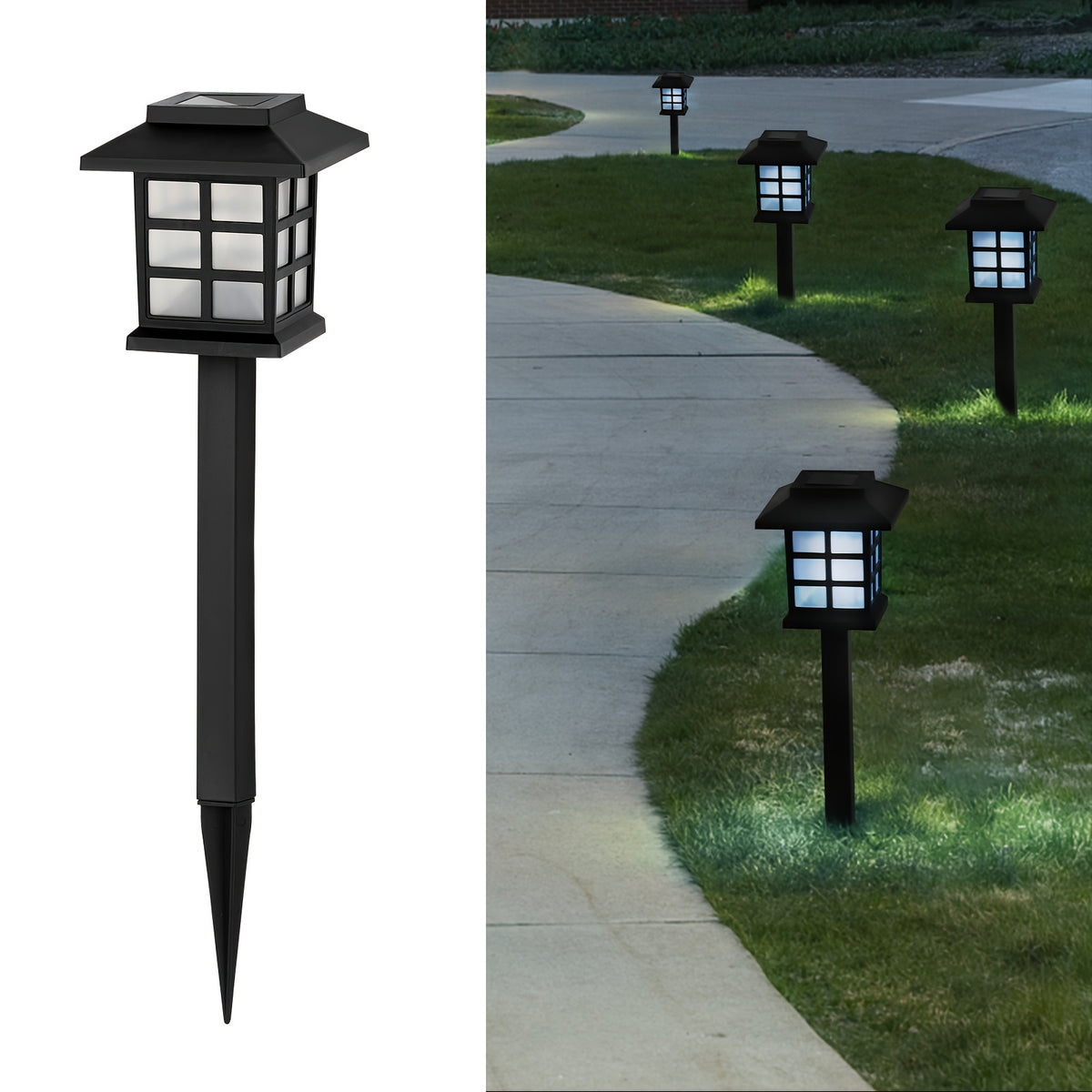 White-Light Solar Pathway Lights, Listed 12-Piece Outdoor LED Set with Automatic On-Off for Garden Paths, Lawn Borders, Patio and Yard Landscape Decoration