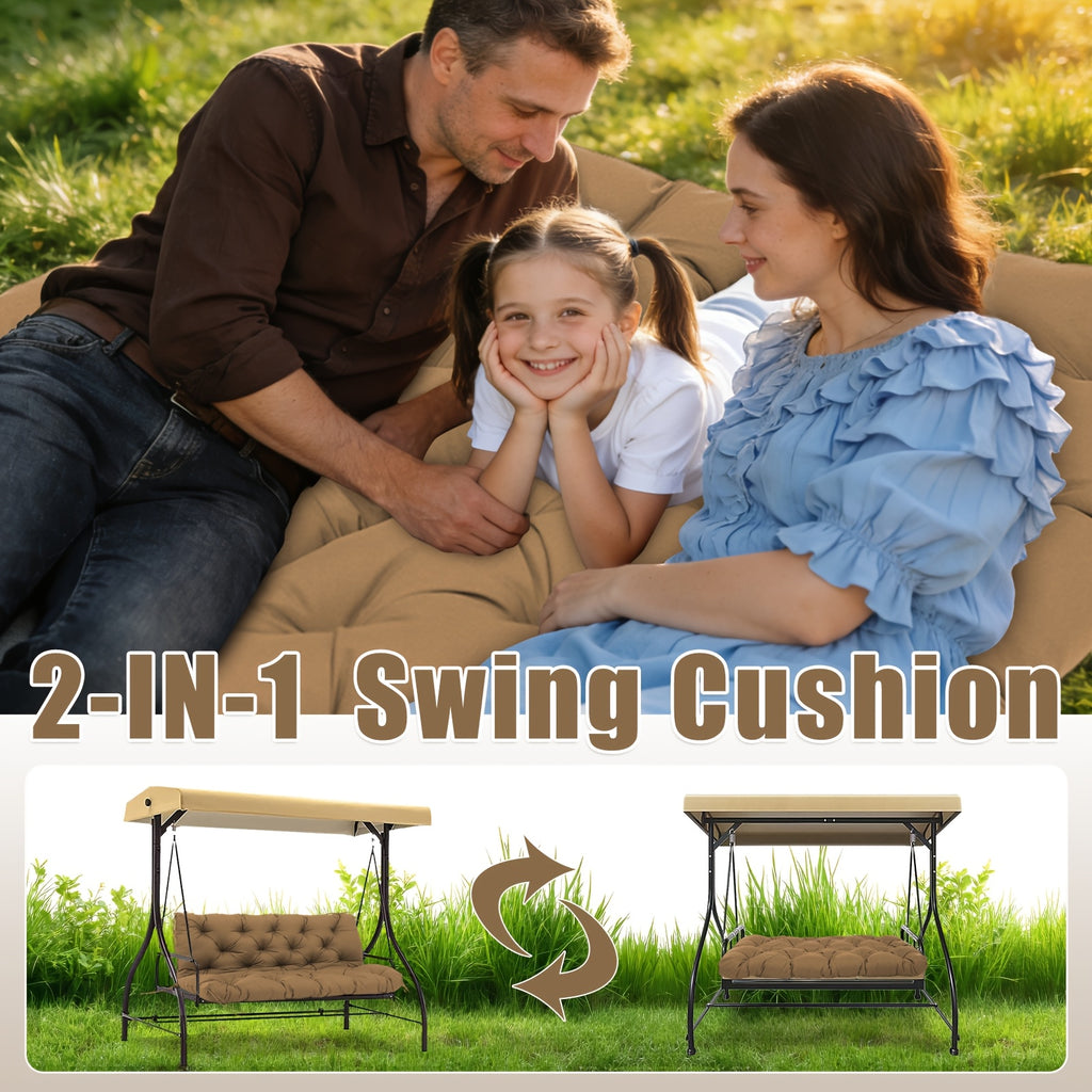 Porch Swing Replacement Cushion with Backrest and Ties, Listed 5-Inch Thickness, 48 or 60-Inch Size Labels and Five Color Choices for Patio Bench Seating
