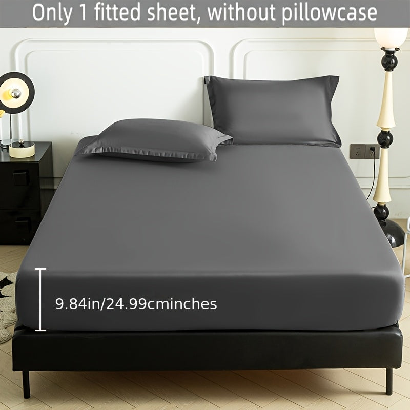 Polyester Brushed Fitted Sheet, Single Solid-Color Mattress Sheet with Eighteen Size Labels Including Short Queen and Eleven Colors, Pillowcases Not Included