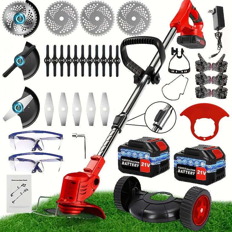 Multi Blade Cordless Grass Cutter for Home Lawn and Garden Maintenance, Listed Lithium Battery Power with Color Series Sets and an Older Green Model Option