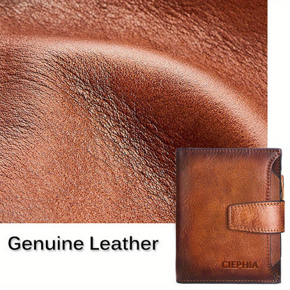 Leather Wallet for Men with Listed RFID Blocking Design, Card Slots, Coin Pocket and ID Storage, Six Brown, Black and Coffee Color or Bifold Options