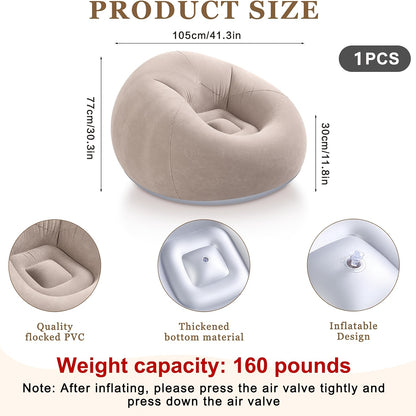 Round Lounge Sofa Chair, Single-Seat Ball Sofa in Dark Blue, Red or Brown for Living Room Relaxation, Office Breaks and Suitable Outdoor Picnic Setups