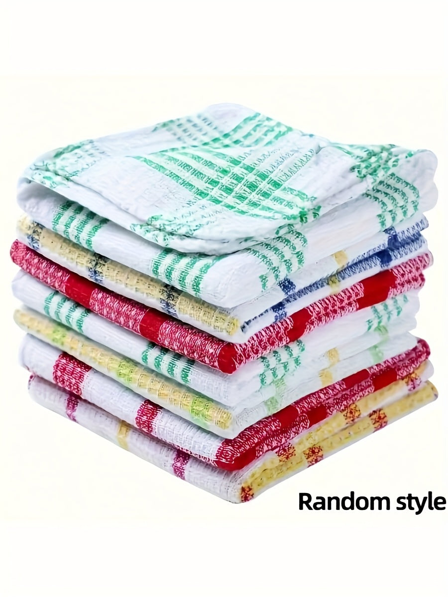 Kitchen Dish Cloths Six-Piece Pack, Soft Absorbent Reusable Dishwashing Towels for Compatible Dishes, Bowls and Countertop Cleanup at Home or While Traveling