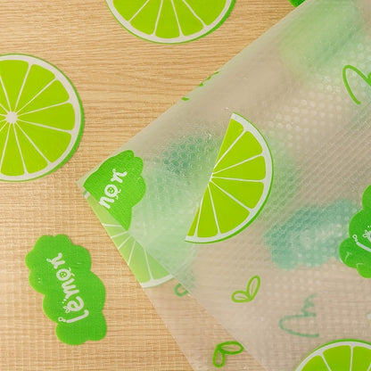 Lemon Pattern Refrigerator Liners in EVA, Four-Piece Washable Reusable Shelf Mat Set for Compatible Kitchen Drawers, Cabinets and Fridge Organization