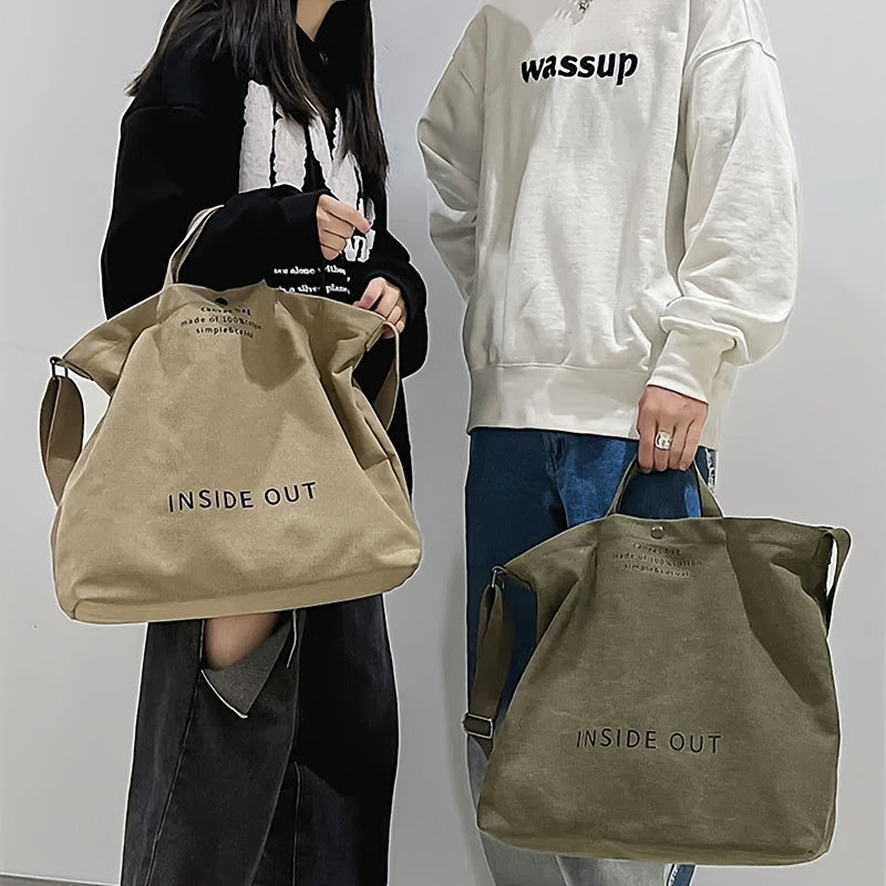 Canvas Shoulder Tote for Women, Everyday Handbag in Army Green, Grey, Brown, Khaki or Black for Casual Outfits, Weekend Outings and Wardrobe Coordination