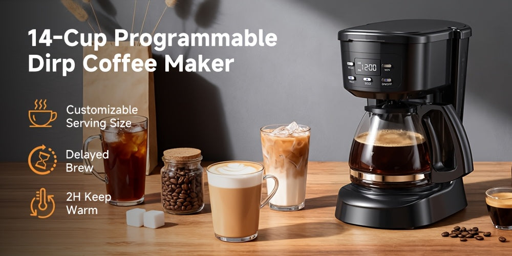 5-Cup Programmable Coffee Maker in White, Digital Drip Brewer with Auto Brew, Brew Pause, Washable Basket Filter and Keep-Hot Plate for Home Kitchens