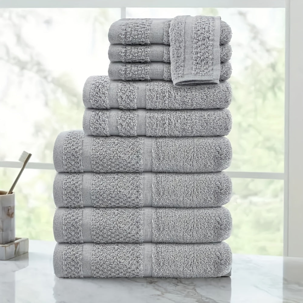 Cotton Bath Towel Set in Solid Colors with Named 16 or 32 Piece Packages and Additional Color Choices for Household Bathroom Linens and Guest Washroom Use