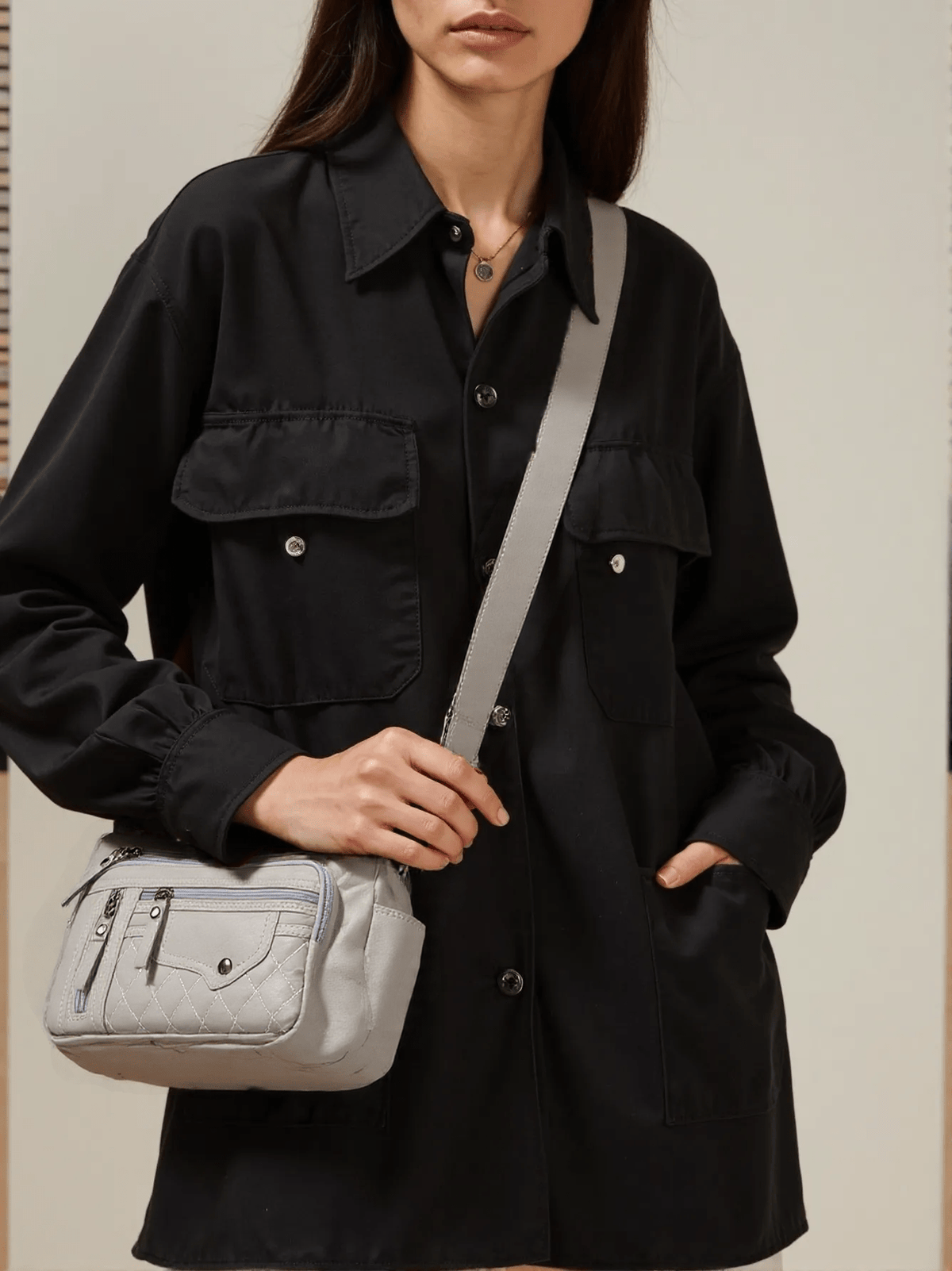 Nylon Shoulder Bag with Adjustable Strap and Zipper Closure, Listed 25 x 18 x 8 cm Size in Red, Black or Brown for Everyday Essentials and Gift Ideas