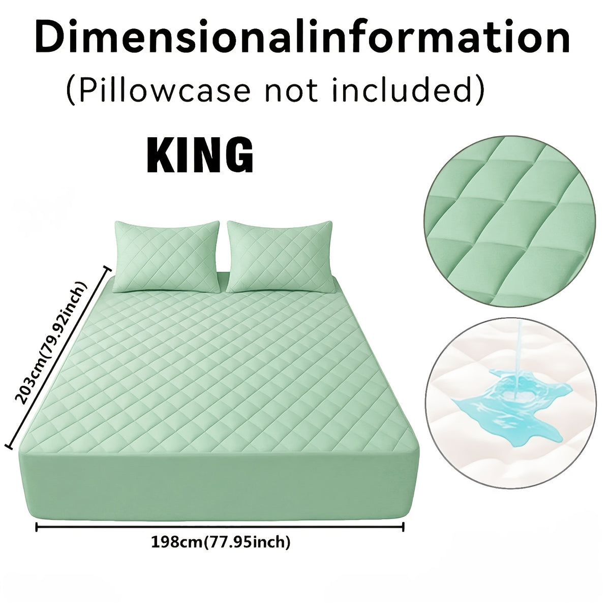 Fitted Mattress Protector with Listed 9–15 Inch Pocket Range, Single Solid-Color Bed Cover in Twin, Full, Queen and King Sizes with Nine Color Labels