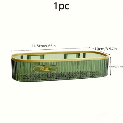 Acrylic Bathroom Shelf, Single Wall-Mounted Floating Organizer for Toiletries Near the Sink or Toilet, Green-ty and Amber-ty Color Options