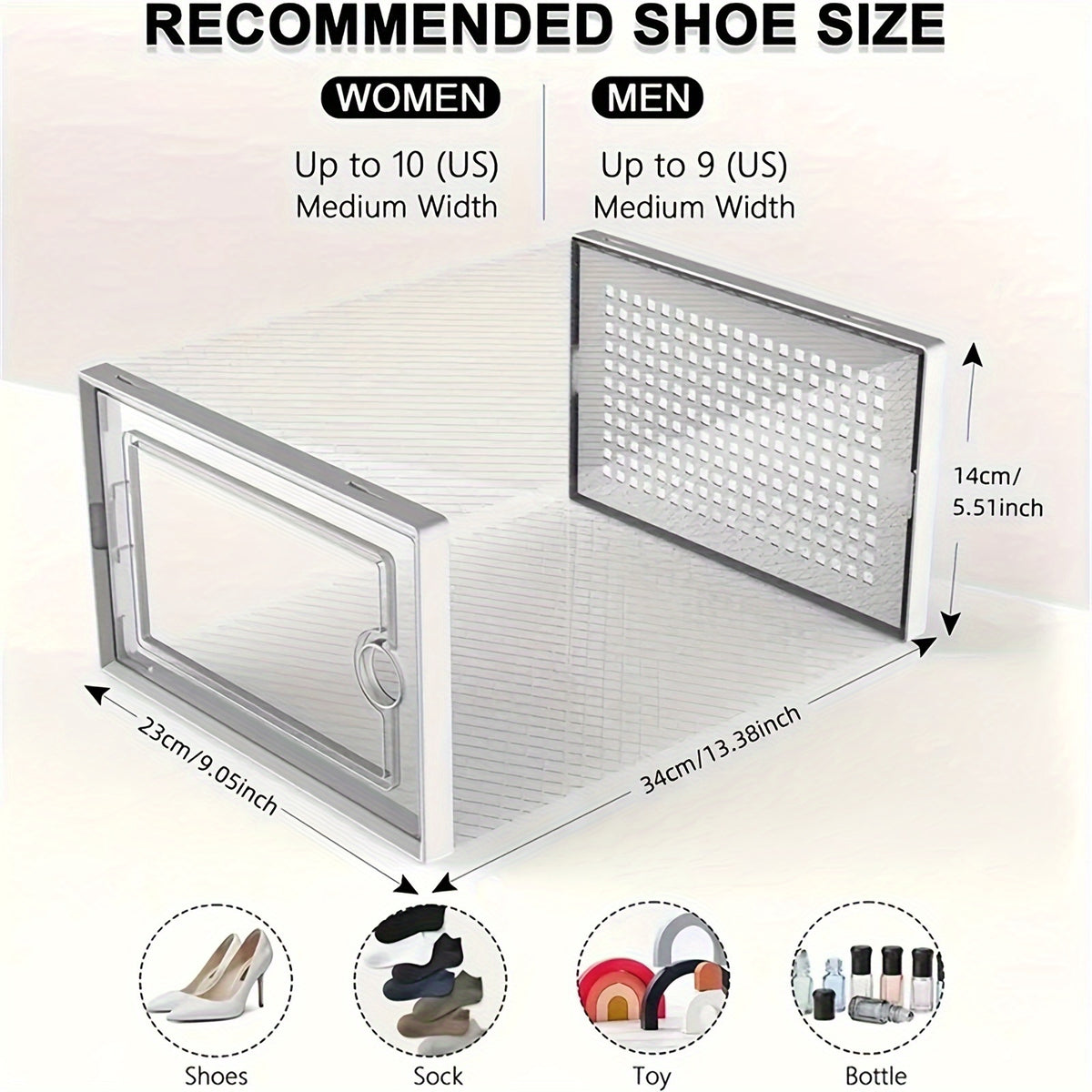 Transparent Shoe Storage Boxes with Lids, Foldable Stackable Plastic Footwear Organizers in White 12-Piece or Gray 12- and 24-Piece Options for Home Storage