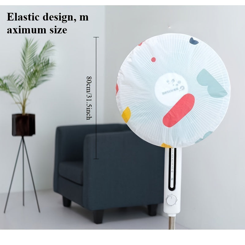 Electric Fan Dust Covers with Ruffled Edges, 2-Piece PVC Plastic Set in Assorted Colors for Compatible Fan Storage at Home or in the Office