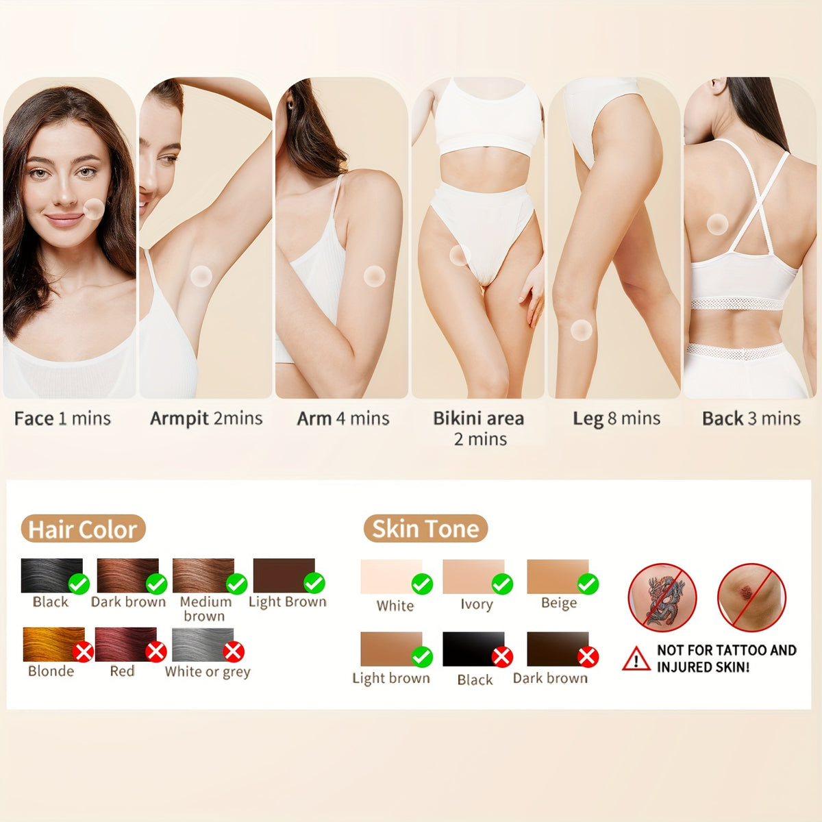IPL Hair Removal Device for At-Home Use, 5cm² Light Window with 9 Adjustable Intensity Levels, Manual and Automatic Operation, White Beauty Tool