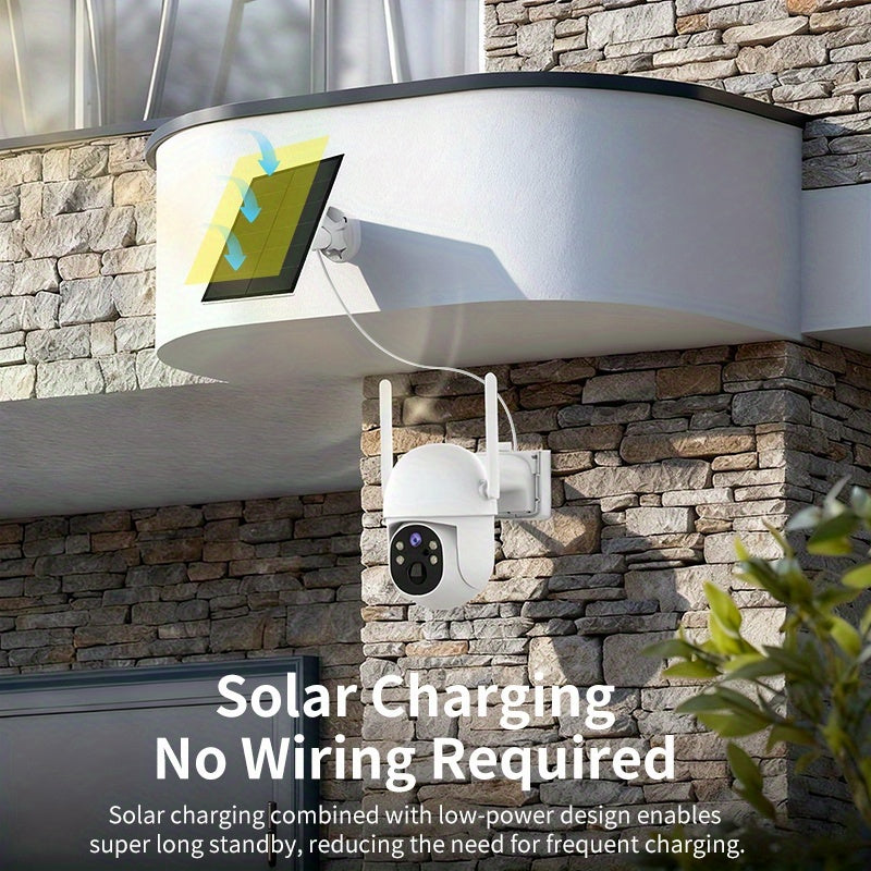 Solar-Charging WiFi Security Cameras with Listed 2MP Video, App Pan-Tilt Control, AI Detection, Color Night Vision and Sound-Light Alarms, 1pc or 2pcs Options