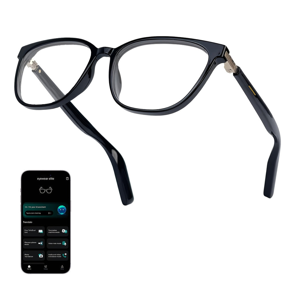Wireless AI Translation Glasses with Listed 164-Language Support, Photochromic Lenses, Music and Hands-Free Calls in Black, Tortoiseshell or Pink