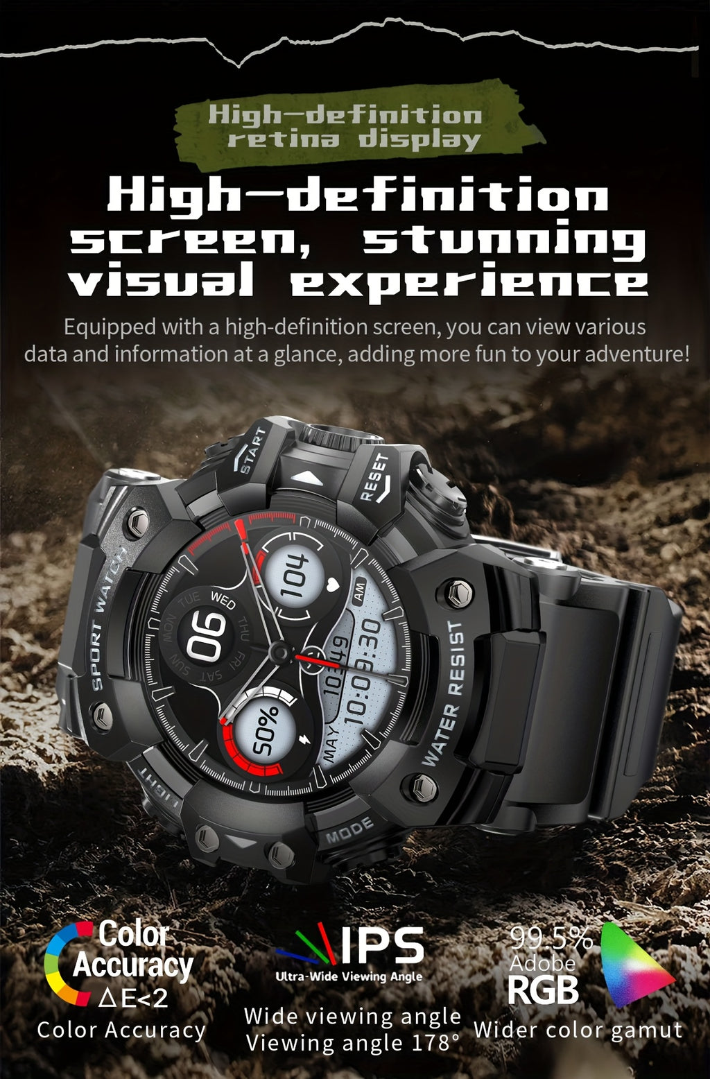 1.32-Inch TFT Smartwatch for Men with Calling, LED Flashlight, 100+ Sports Modes and Sleep Tracking, iPhone Android Compatibility in Eleven Color Options