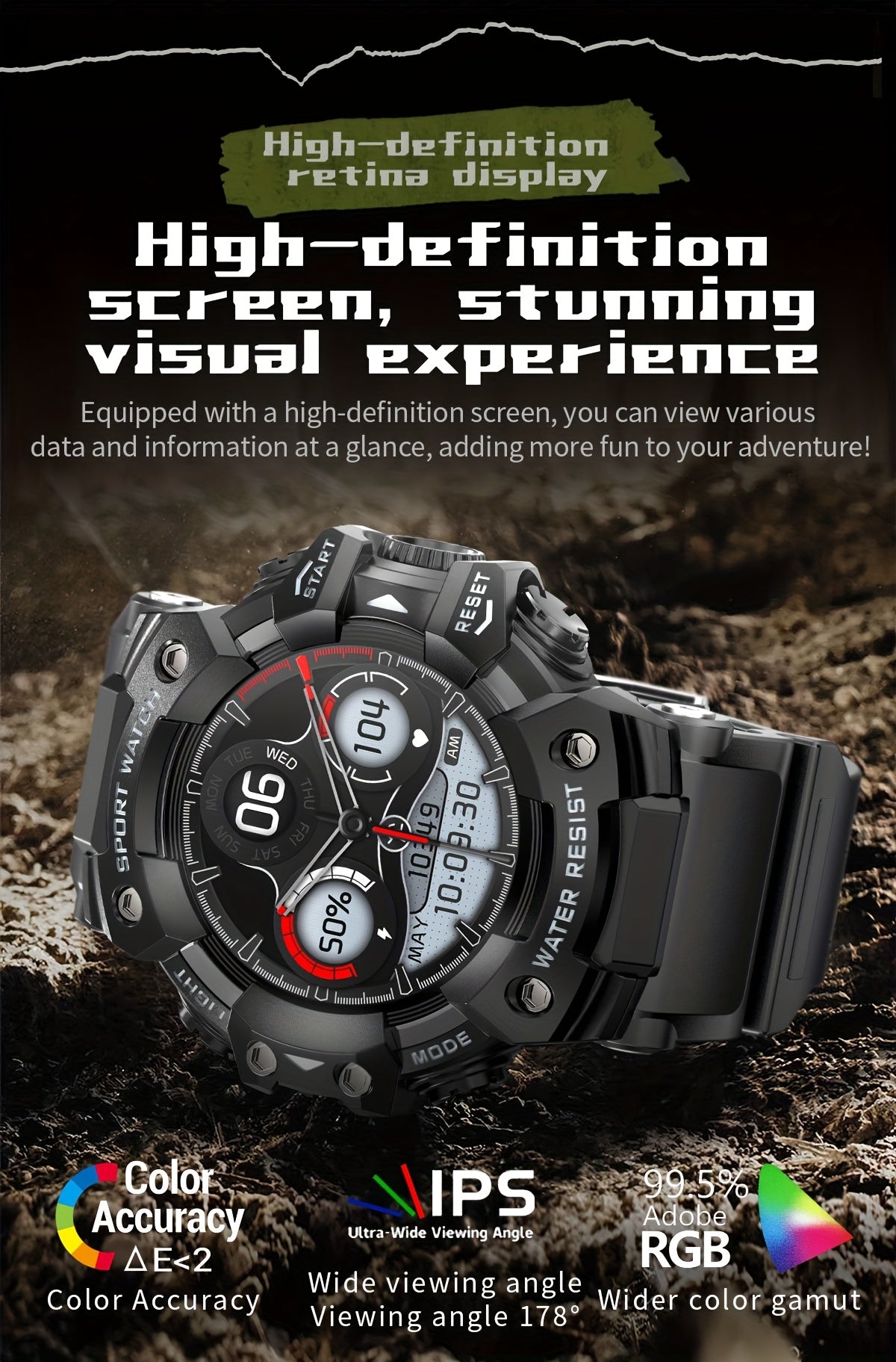 1.32-Inch TFT Smartwatch for Men with Calling, LED Flashlight, 100+ Sports Modes and Sleep Tracking, iPhone Android Compatibility in Eleven Color Options