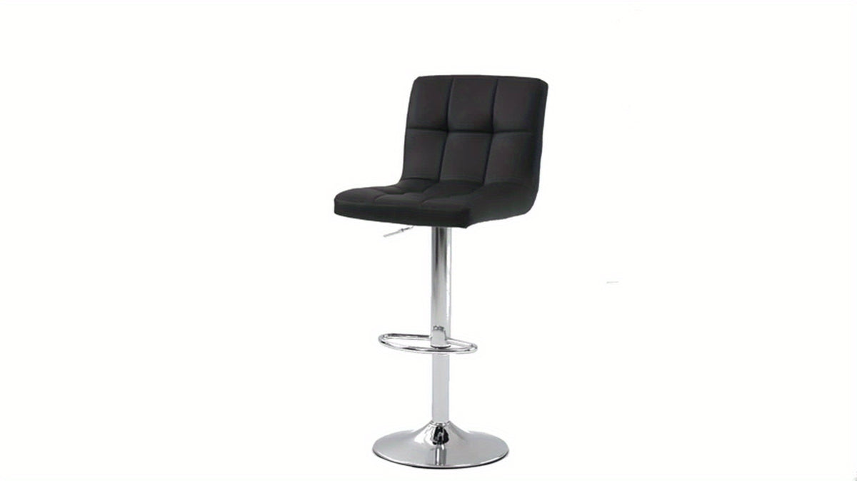 Armless Swivel Bar Stools with Adjustable Hydraulic Height Wording, PU Leather Seat Cushions and Backrests, White Two-Pack or Black Option for Home Kitchen Seating