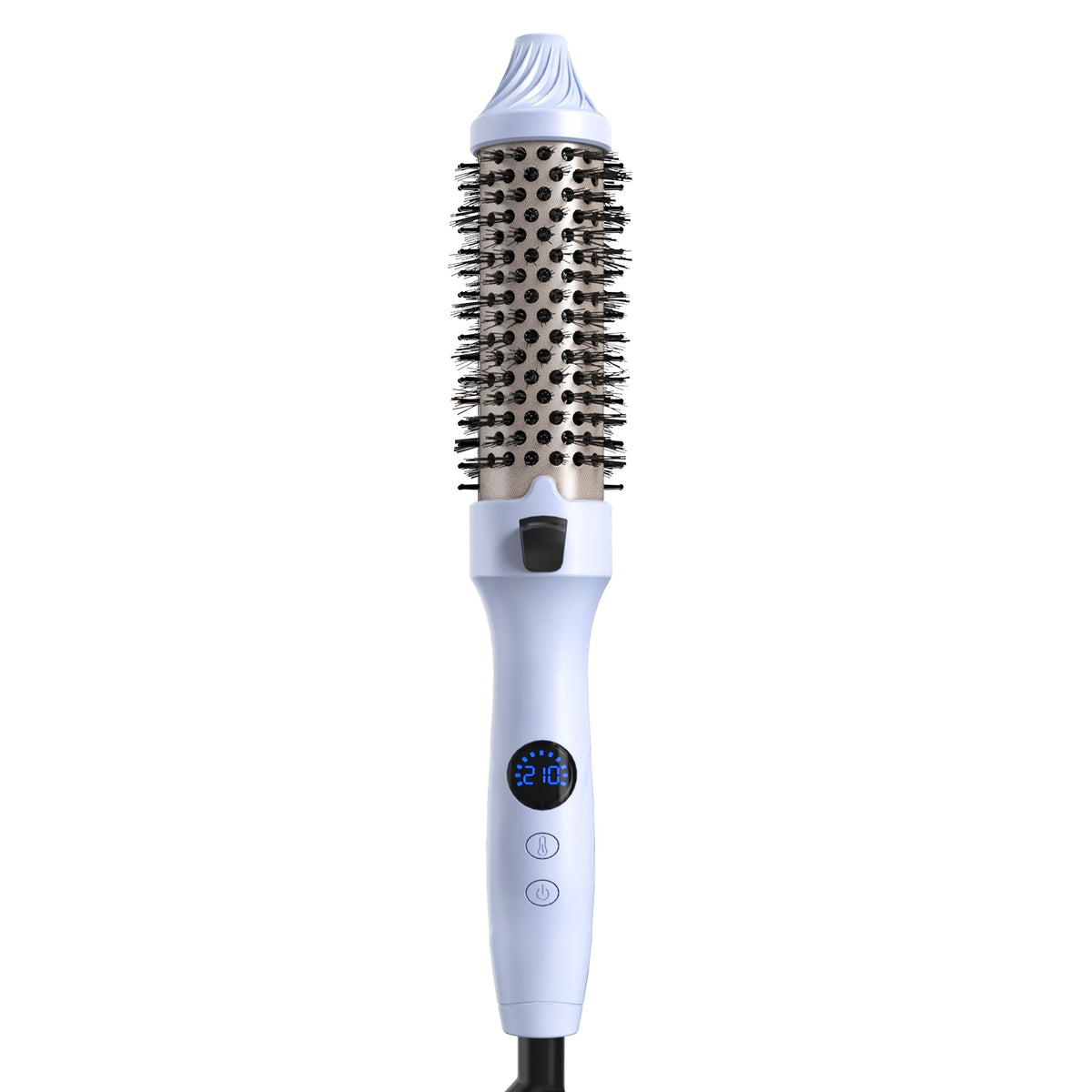 Non-Rotating Heated Hair Brush for Straightening, Curling and Inward-Turned Ends, 3-in-1 Round Barrel Styling Comb with No Airflow in Purple, Green or Pink