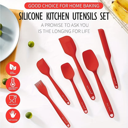 Seamless Silicone Spatula Set, Six Flexible Kitchen Utensils for Home Baking, Yogurt Mixing and Butter Spreading with Standard and Black Selection Labels