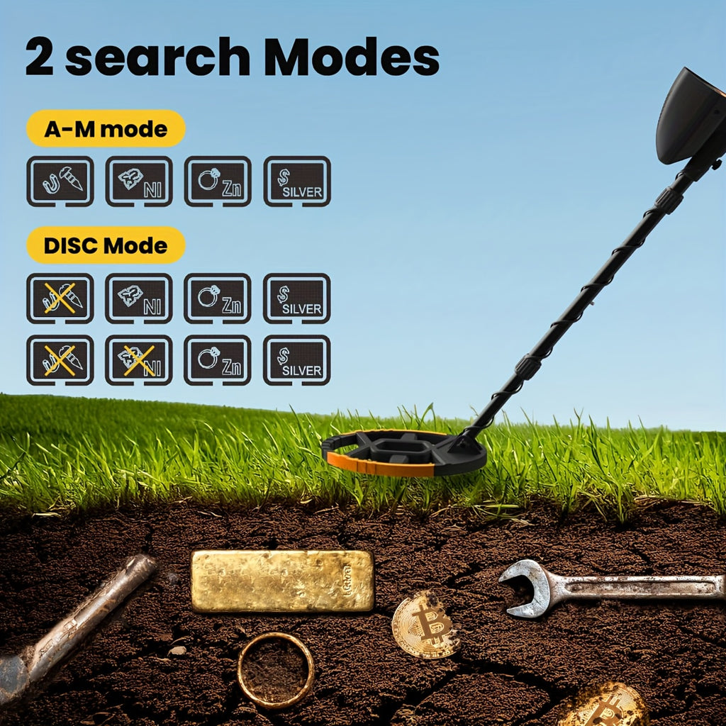 Outdoor Metal Detector with Listed 8-Inch Search Coil, LCD Display and Four Modes, Green, Yellow or Basic Version Options for Garden and Yard Hobby Searching