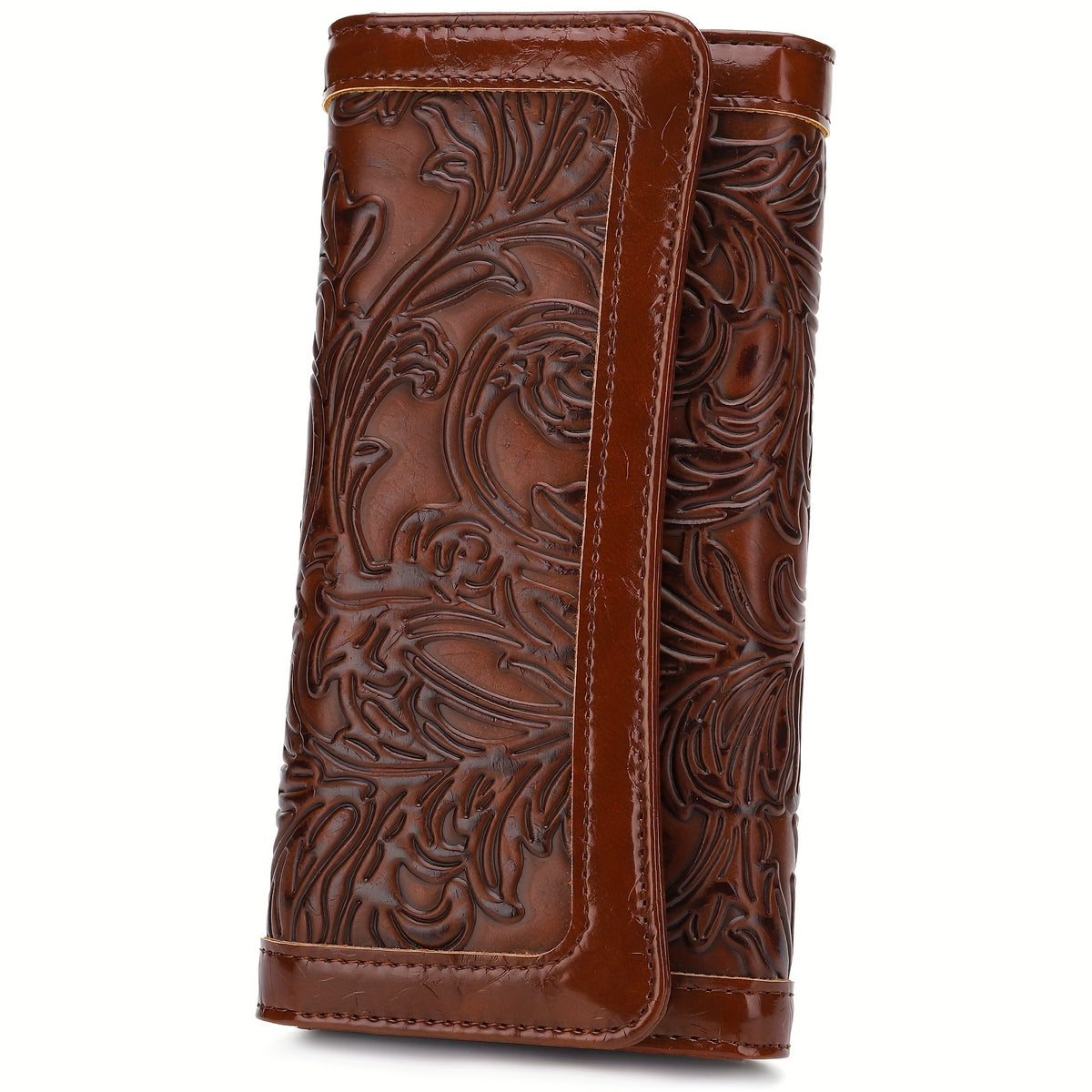Embossed PU Wallet for Women with Trifold Long Clutch Design, Card Slots and Coin Pocket, Five Color Options for Cash, Receipts and Everyday Essentials