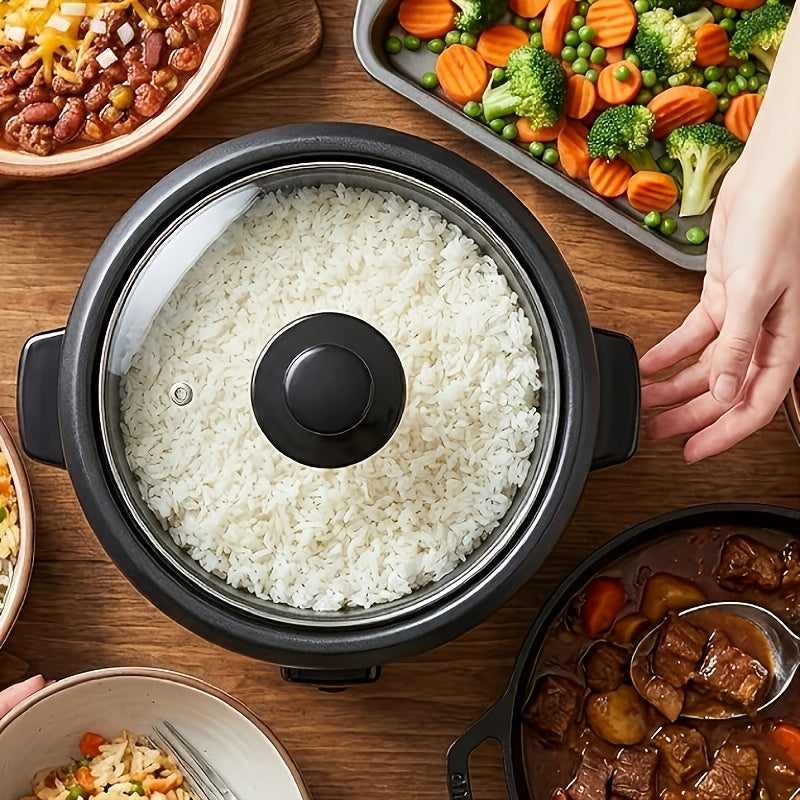 Mini Rice Cooker by Dezin, Black 1.5 Qt Electric Rice Pot with 3-Cup Uncooked and 6-Cup Cooked Capacity, One-Touch Operation and Automatic Keep Warm