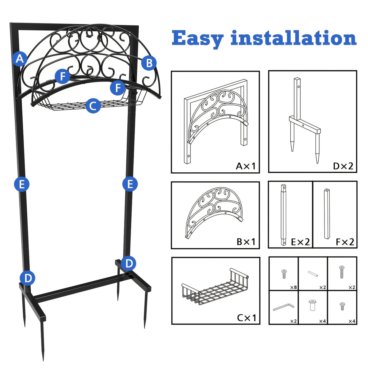 Metal Garden Hose Storage Rack, Black Detachable Outdoor Water Hose Holder with Single-Leg and Double-Feet Options for Garden, Patio and Lawn Organization